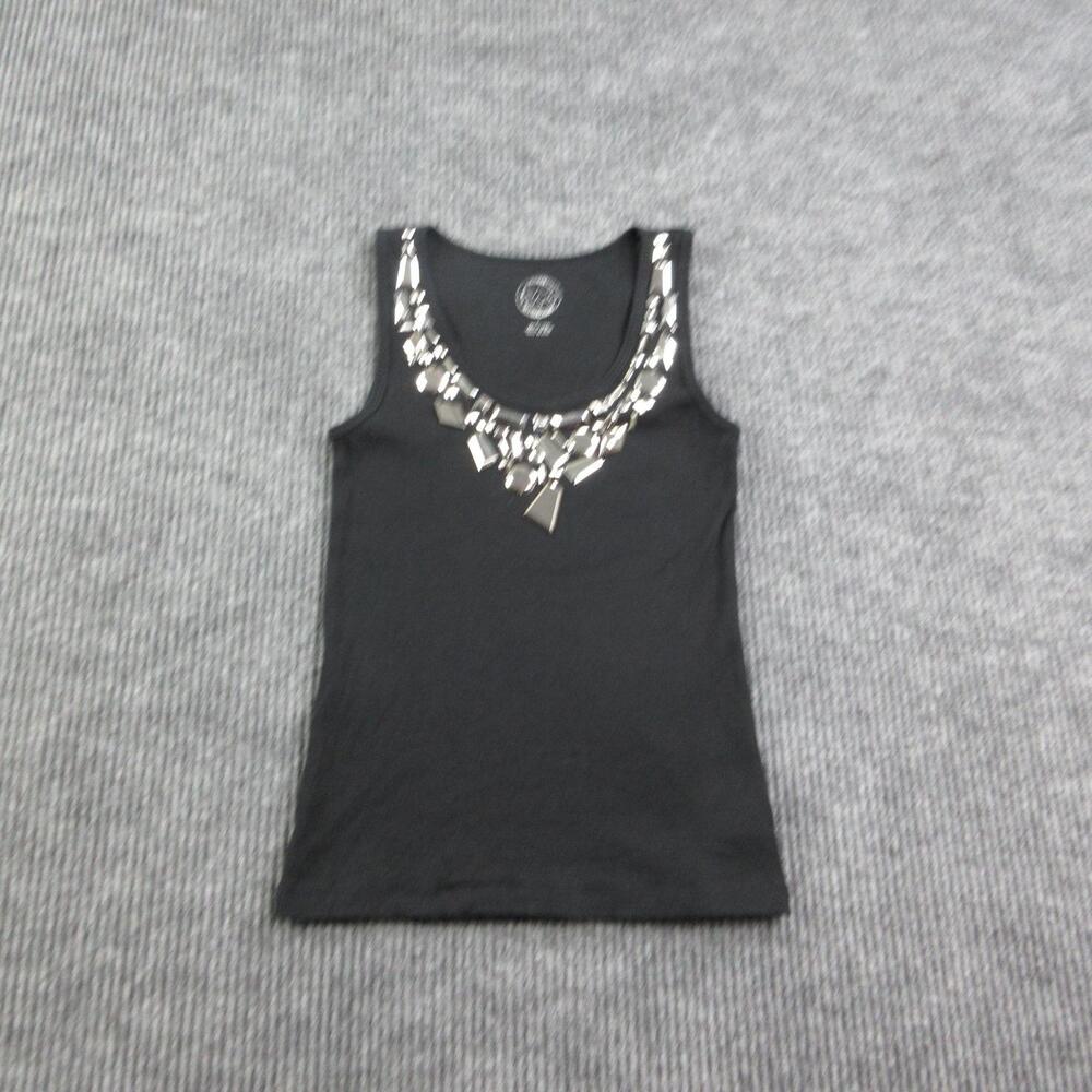 Michael Kors Tank Womens S Black Studded Round Neck Slim Jersey Basic Casual